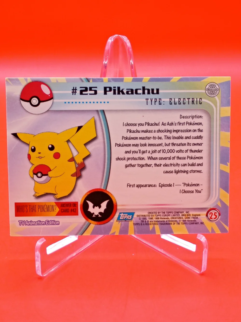 Pikachu #25 Topps TV Animation Edition Silver Foil NM-LP Pokémon